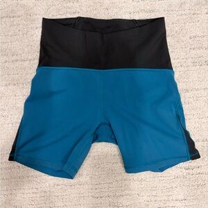 lululemon athletica Black and Teal Bike Shorts